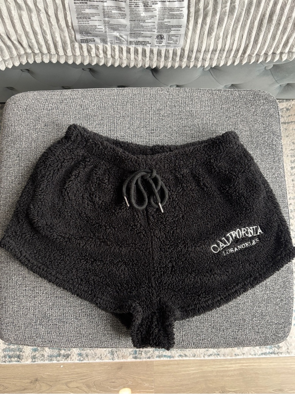 California Los Angeles Black Plush Women's Lounge Shorts